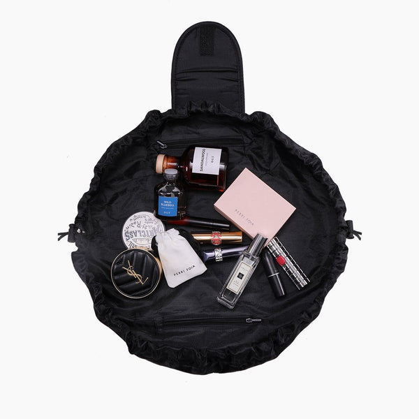 Black Drawstring Travel Makeup Bag Perri Foia 