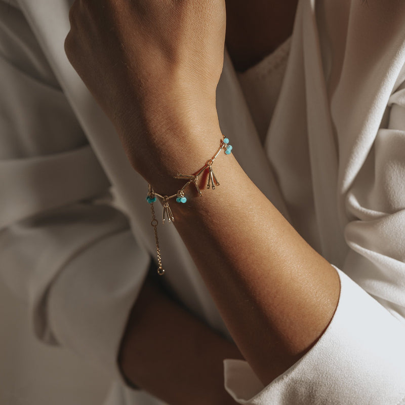 CERULEAN | Chain Bracelet with 3-Part Chain Dangles & Murano Glass Beads Perri Foia 
