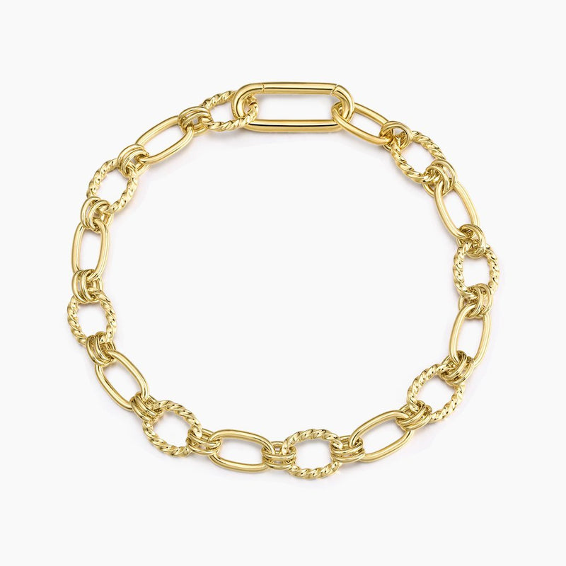 ROSELLA | Textured Oval Link Bracelet Perri Foia 14K Gold Plated 