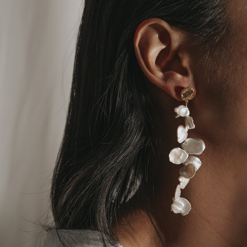 ELAN | Pearl Embellished Post Back Dangle Earrings Perri Foia 