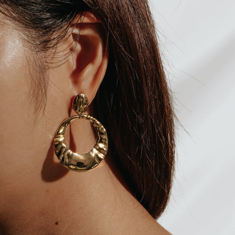 PREEN | Brass Textured Hoop Earrings Perri Foia 