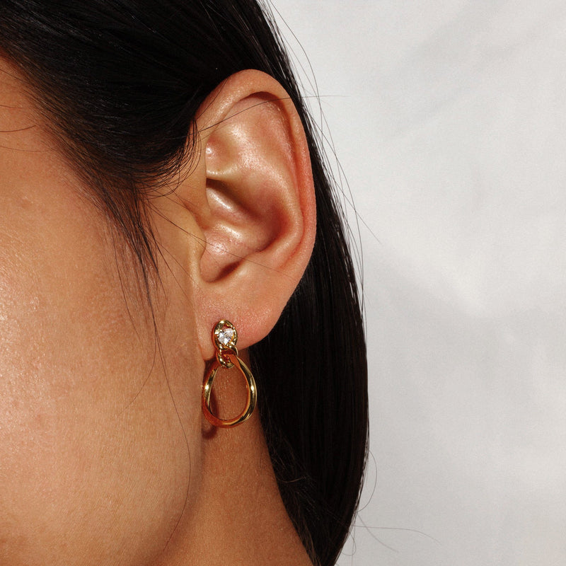 CHICHI | Softly Rounded Hoop Earrings with Zircon Studs Perri Foia 
