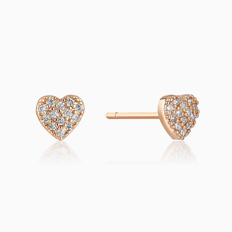 ACACIA | Cubic Zirconia Heart Stud Earrings Perri Foia Rose Gold 