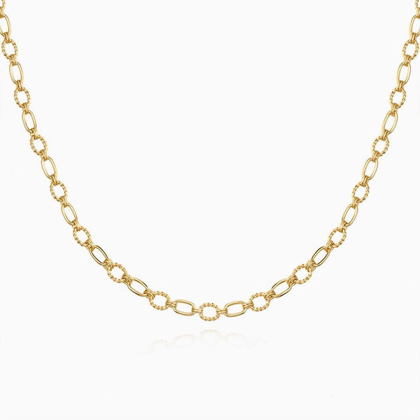 ROSELLA | Textured Oval Link Necklace Perri Foia 14K Gold Plated 