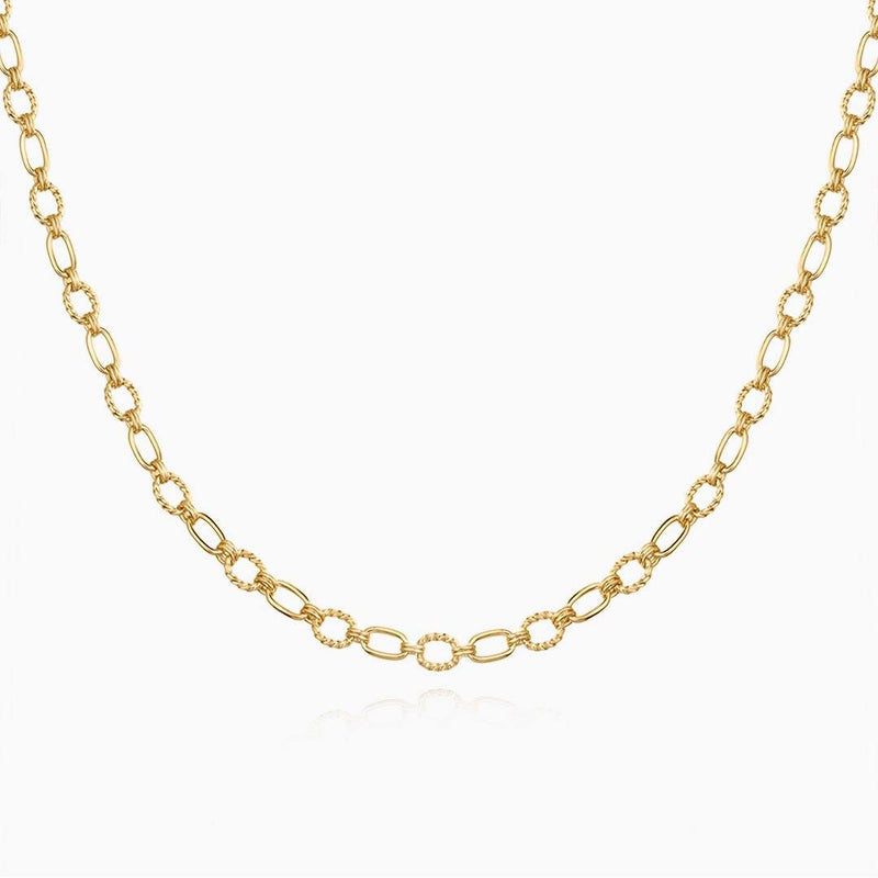 ROSELLA | Textured Oval Link Necklace Perri Foia 14K Gold Plated 