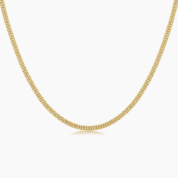 ROWYNA | Flat Curb Link Chain Necklace Perri Foia 14K Gold Plated 