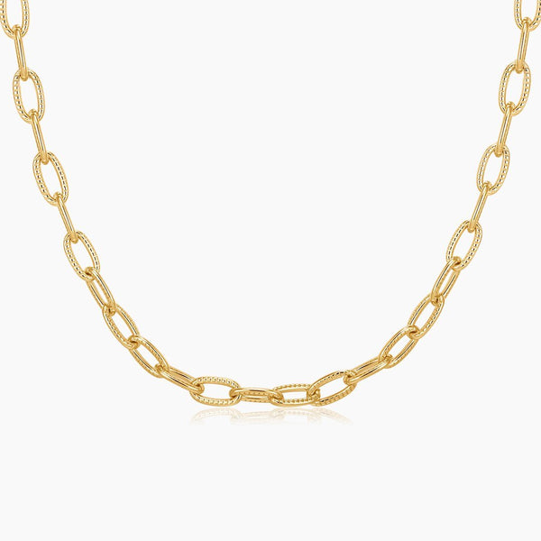 ORLA | Texture Oval Cable Chain Necklace Perri Foia 14K Gold Plated 