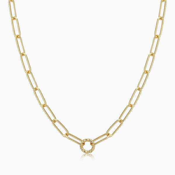 META | Paper Clip Chain Twisted Circle Necklace Perri Foia 14K Gold Plated 