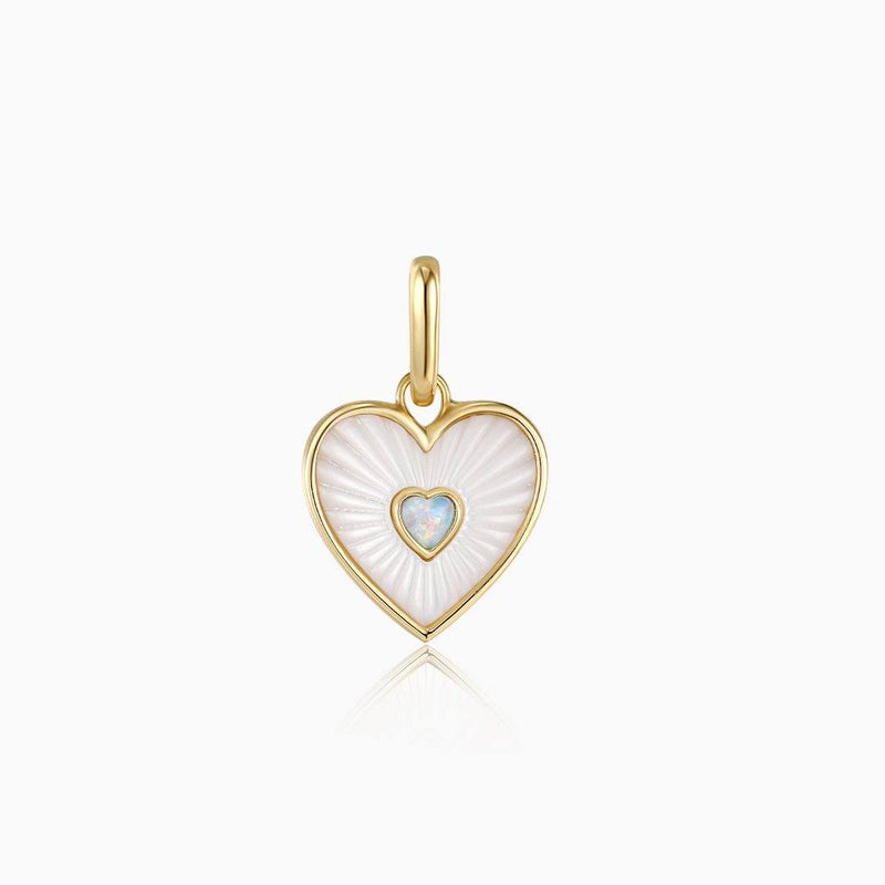 TALLULAH | Pearl & Opal Heart Pendant Perri Foia 14K Gold Plated 