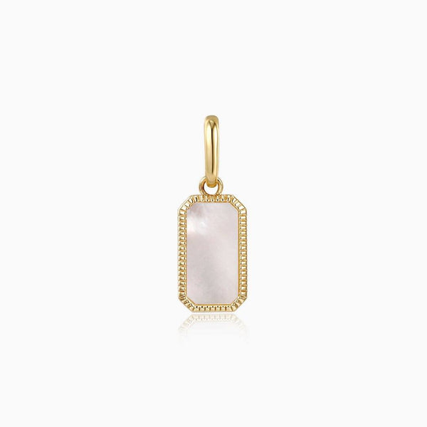 SYLIVEE | Mother of Pearl Dog Tag Pendant Perri Foia 14K Gold Plated 