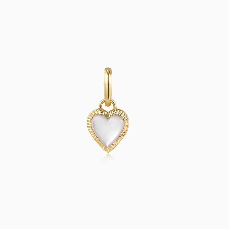 TALURA | Mother of Pearl Diamond-Cut Heart Pendant Perri Foia 14K Gold Plated 