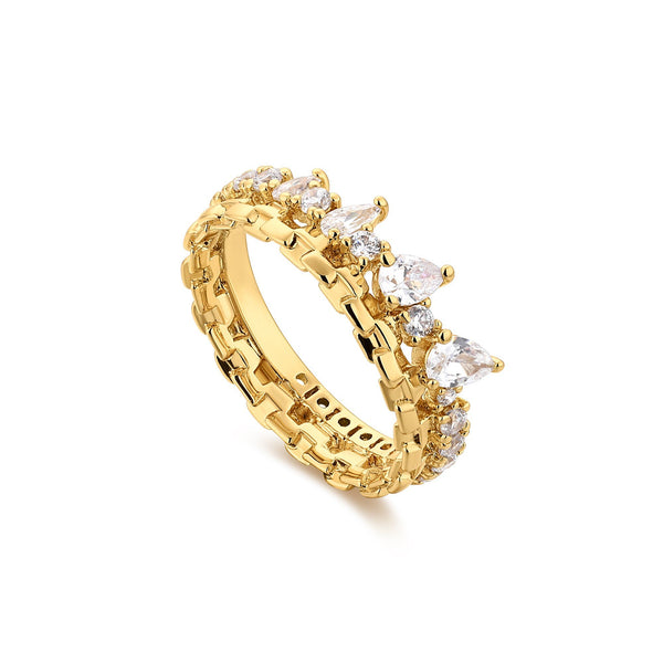 EMPRESS | Gold Plated Ring with White Zircon Perri Foia #6 