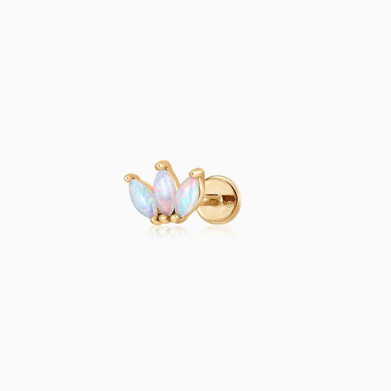 PALMS | Single Opal Flower Piercing Earring Perri Foia 14K Solid Gold 
