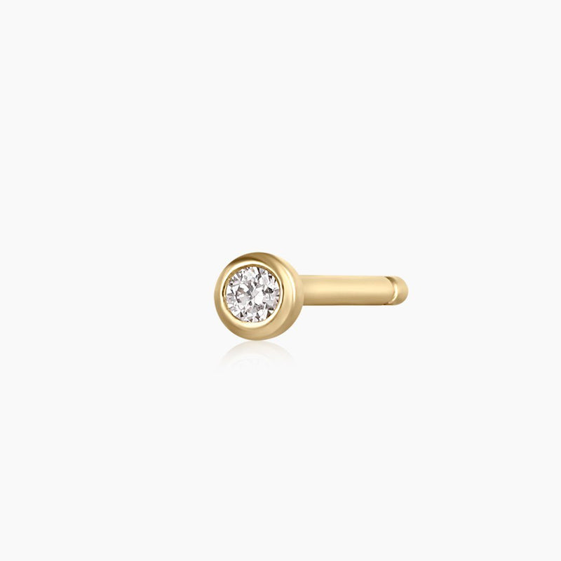 SIERRA | Bezel Diamond Single Stud Earring Perri Foia 14K Solid Gold 