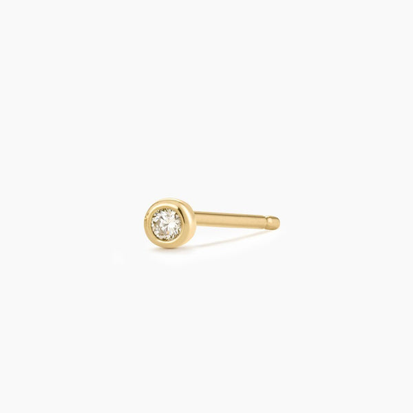 SIERRA | Small Bezel Diamond Single Stud Earring Perri Foia 14K Solid Gold 