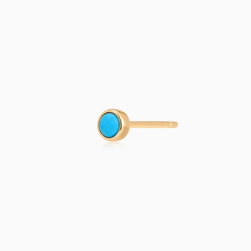 ARGYLE | Turquoise Solitaire Single Piercing Earring Perri Foia 14K Solid Gold 