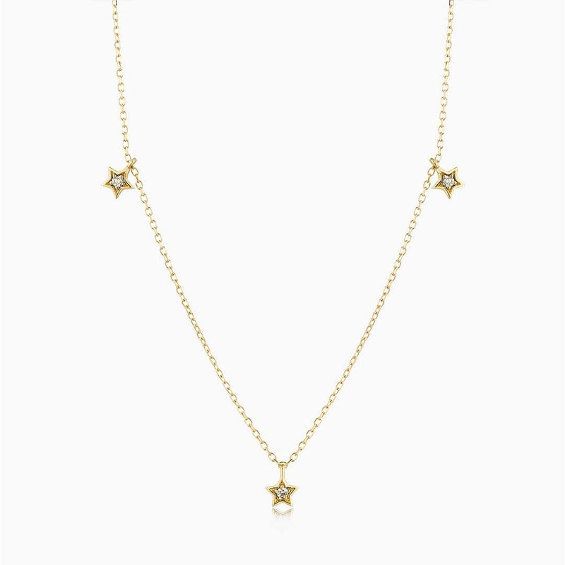 DELYTH | Starry Diamond Charm Necklace Perri Foia 14K Solid Gold 