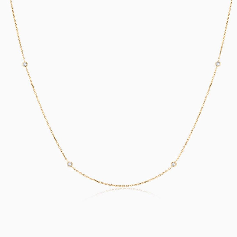 STAYCIA | Diamond Bezel Station Necklace Perri Foia 14K Solid Gold 