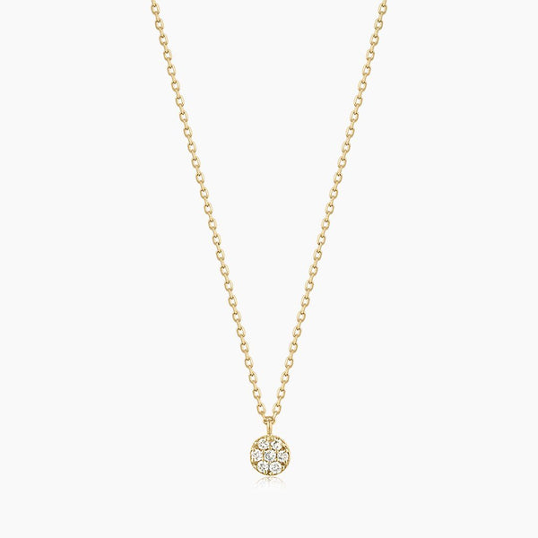 EILONWY | Diamond Flower Disc Necklace Perri Foia 14K Solid Gold 