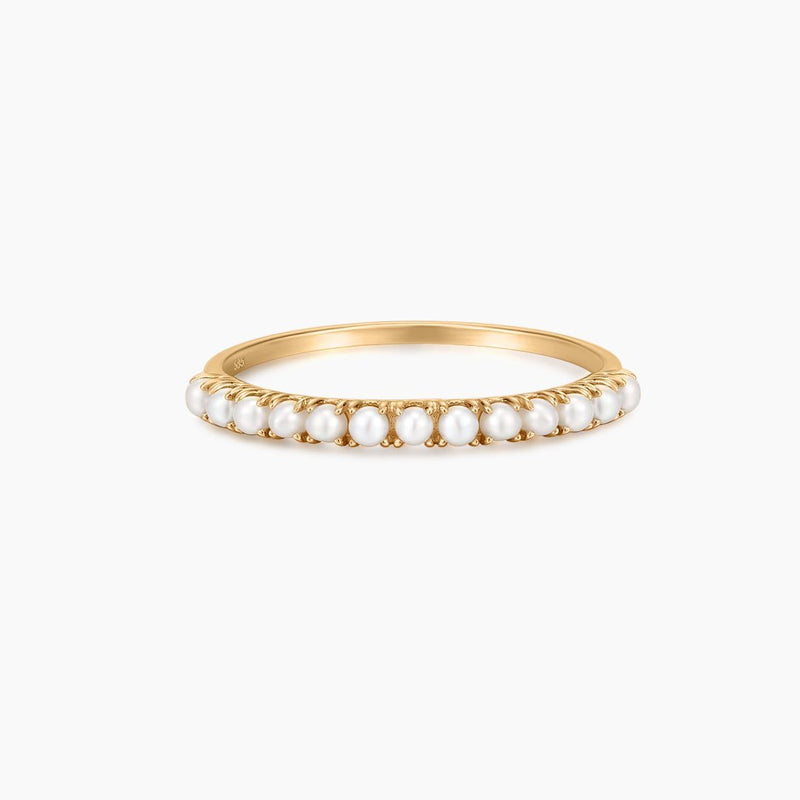 ENARA | Mini Pearl Stacking Ring Perri Foia 14K Solid Gold #6 
