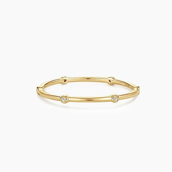 FAUNN | Diamond Bamboo Stacking Ring Perri Foia 14K Solid Gold #6 