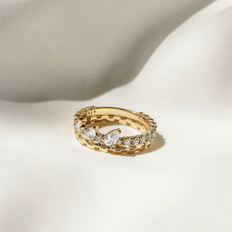 EMPRESS | Gold Plated Ring with White Zircon Perri Foia 