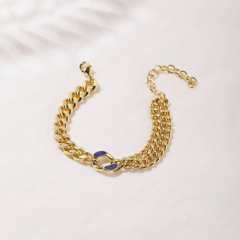 BLAZE | Link Bracelet with Blue Enamel Detail Perri Foia 