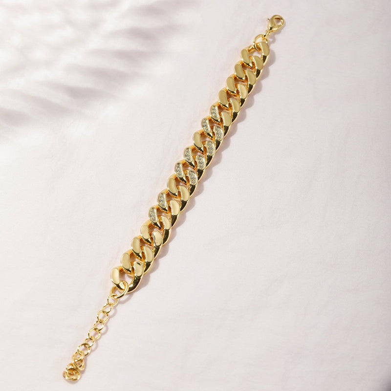 YEN | Woven Thick Link Zircon-Encrusted Bracelet Perri Foia 